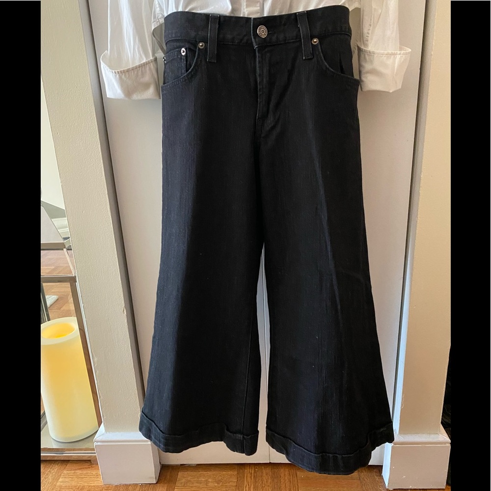Ralph Lauren Black Label black denim cropped cuffed  jeans